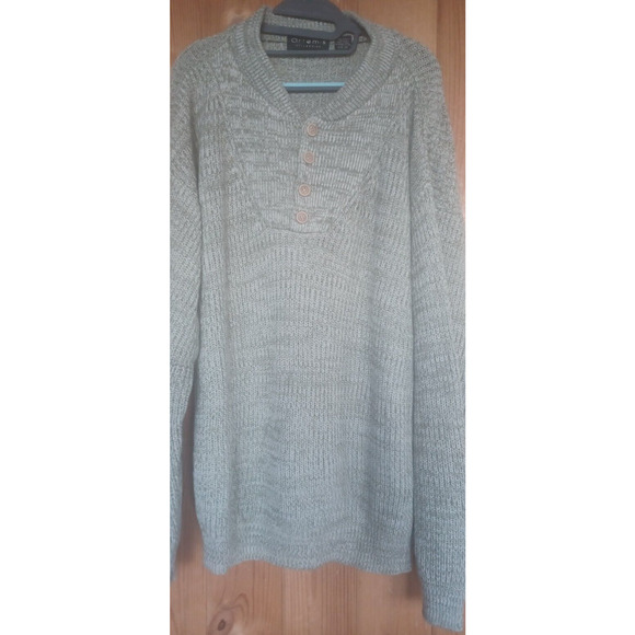 Vintage ARTEMIS Sweater Men's 4 Button Size 2XL Heather Green Henley Style Y2K - Picture 2 of 7